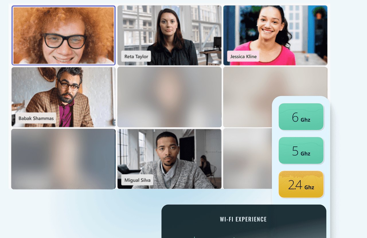 Microsoft Teams call with a Wi-Fi experience panel